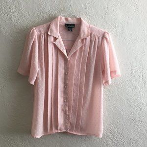 vintage 80s pastel baby pink button down top